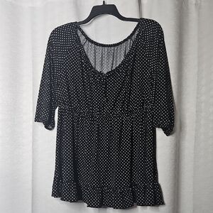 George Black and White Polka Dot Top